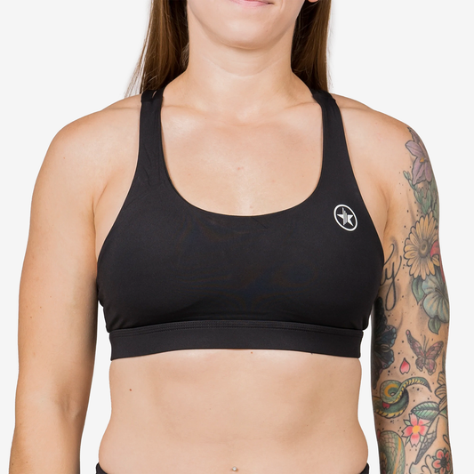 TOP SAVAGE BARBELL 4 STRAP - MEDIUM IMPACT SAV-SPORTBRA-4STRAP-BLACK