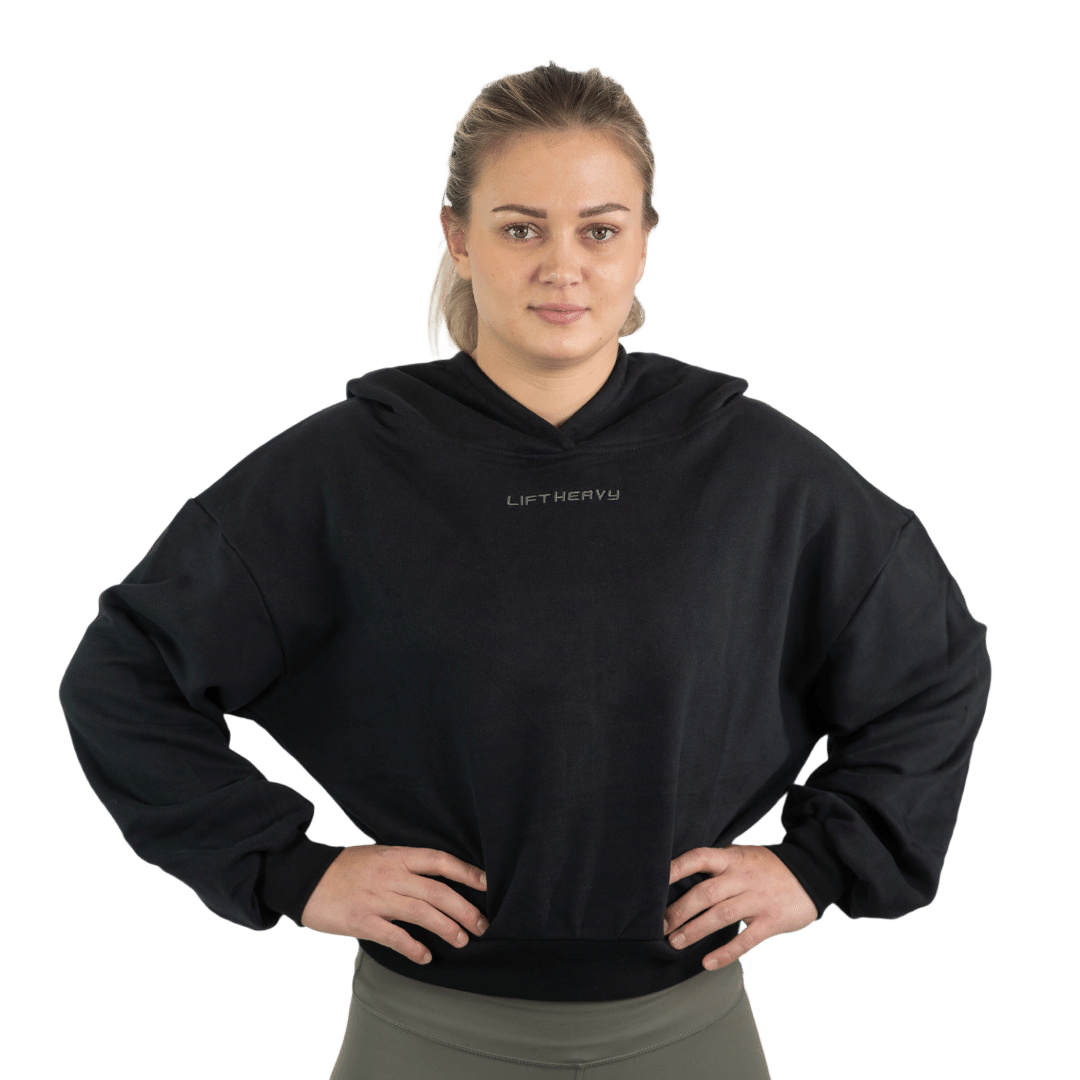 Lift Heavy Carbon Cropped Statement Hoodie CARBONHOODIE-BLACK