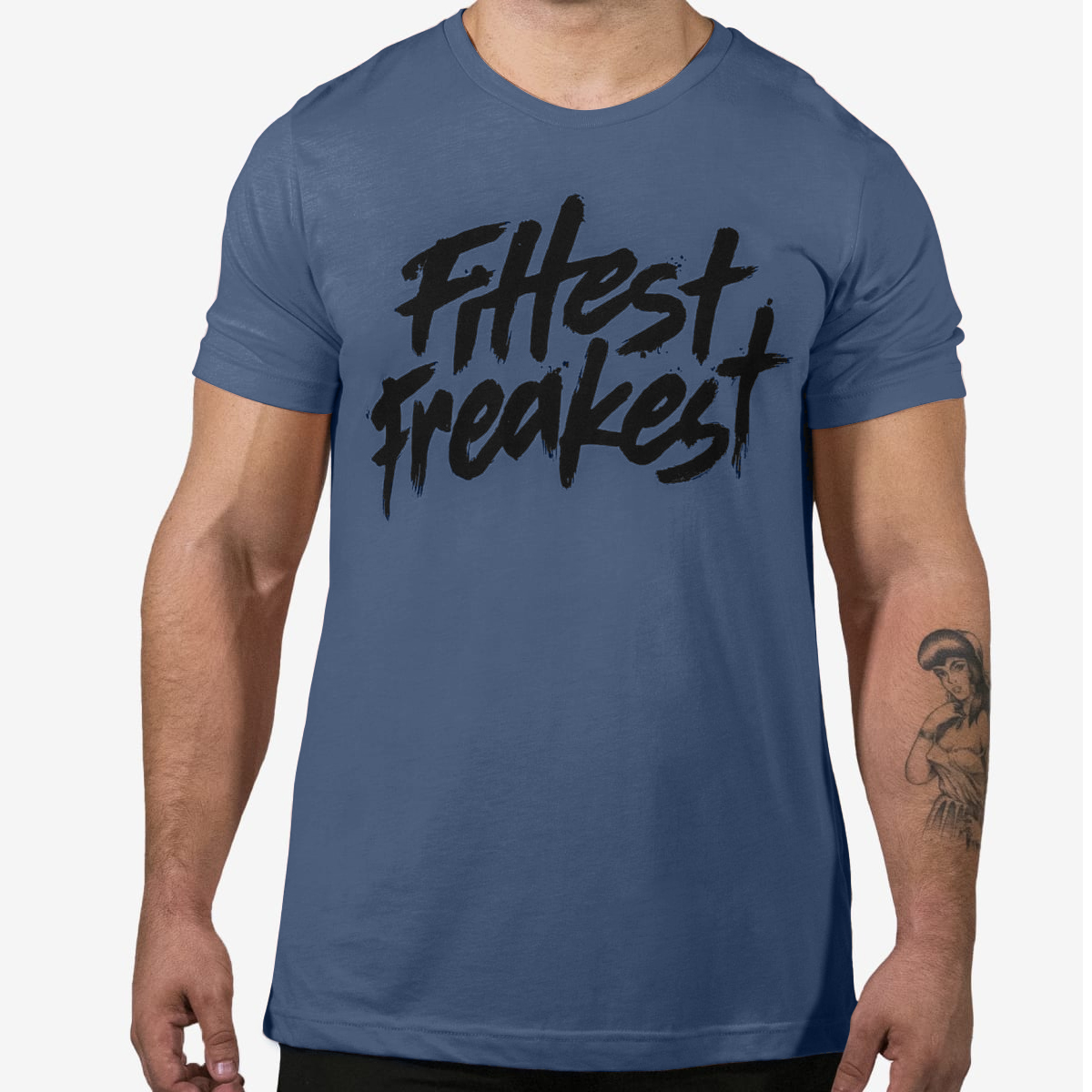 FITTEST FREAKEST T-SHIRT FFLOGOTRAIN-HEATHERBLUE