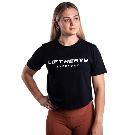 Lift Heavy Rounded Cropped T-Shirt ROUNDEDTSHIRT-BLACK