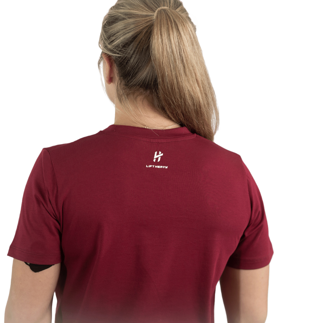Lift Heavy Lift Like A Queen Rounded Cropped T-Shirt QEENTSHIRT-DEEP RED