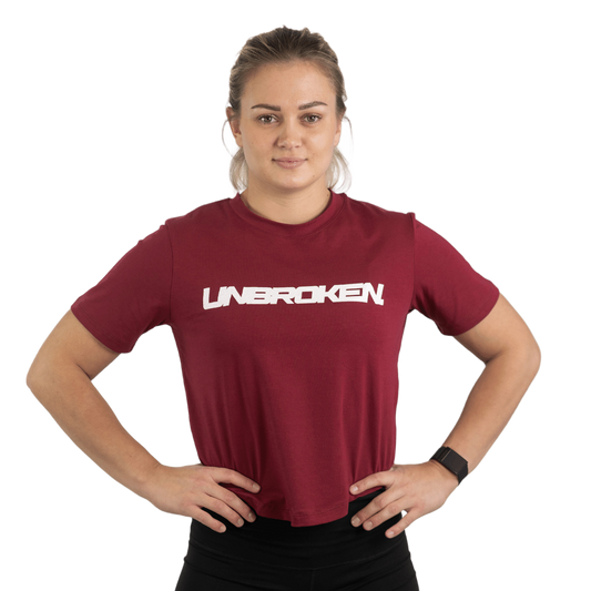 Lift Heavy Unbroken Rounded Cropped T-Shirt UNBROKENTSHIRT-DEEP RED