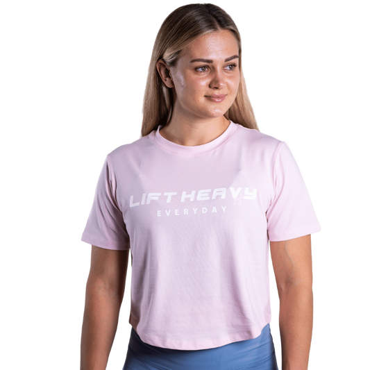 Lift Heavy Rounded Cropped T-Shirt ROUNDEDTSHIRT-ROSE