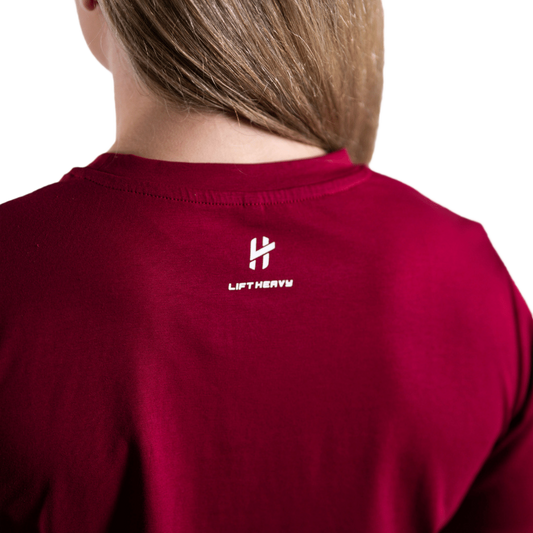 Lift Heavy Rounded Cropped T-Shirt ROUNDEDTSHIRT-DEEP RED