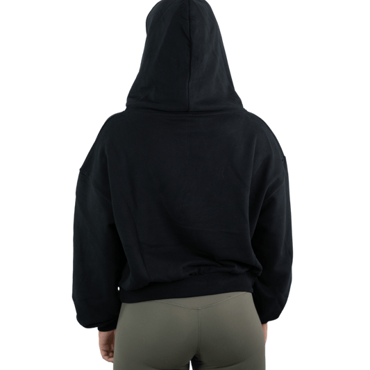 Lift Heavy Carbon Cropped Statement Hoodie CARBONHOODIE-BLACK