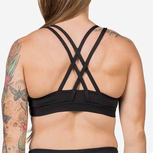 TOP SAVAGE BARBELL 4 STRAP - MEDIUM IMPACT SAV-SPORTBRA-4STRAP-BLACK